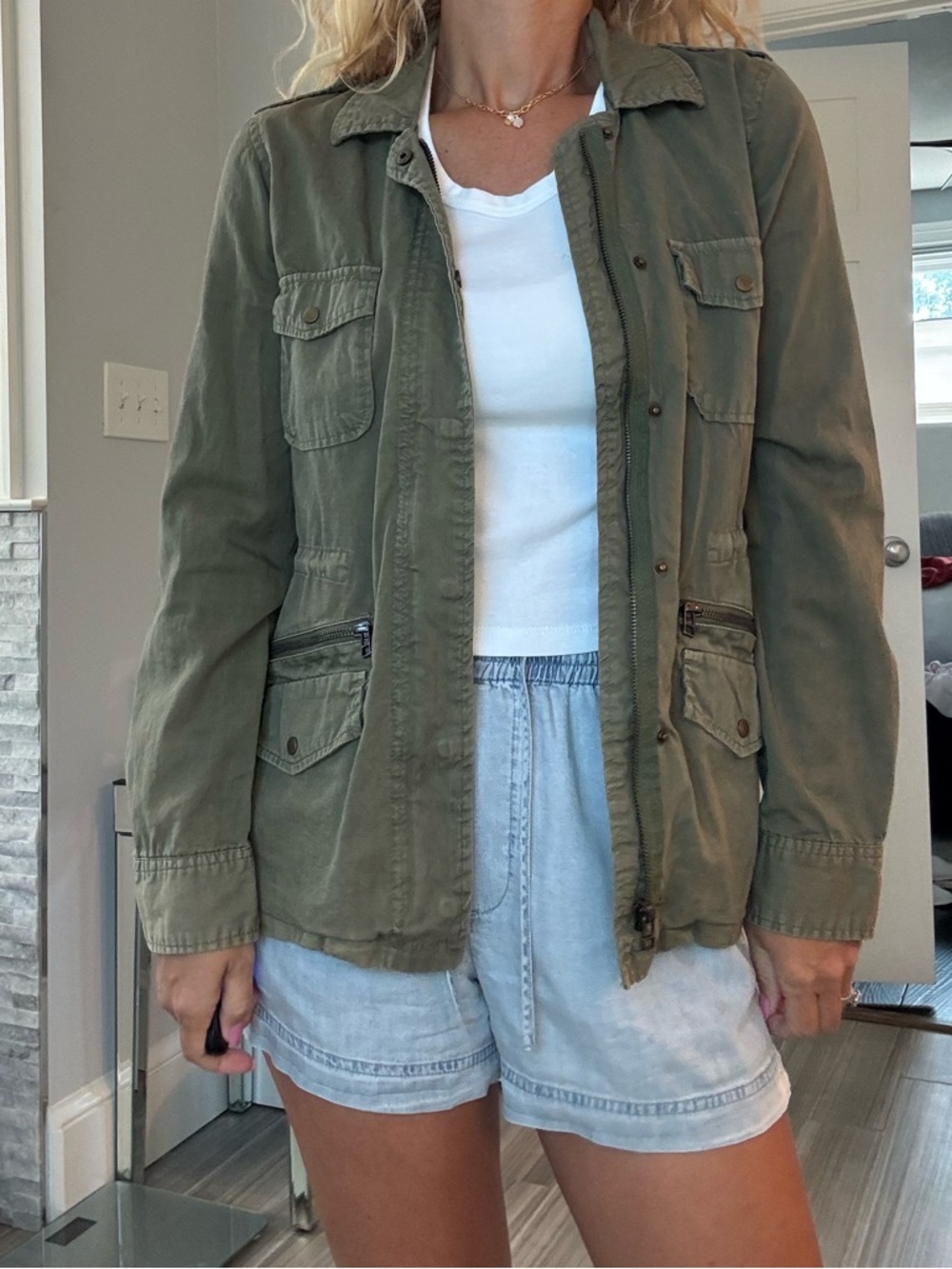 Lily Aldridge for Velvet Olive Utility Jacket Military Field Jacket  Size Small